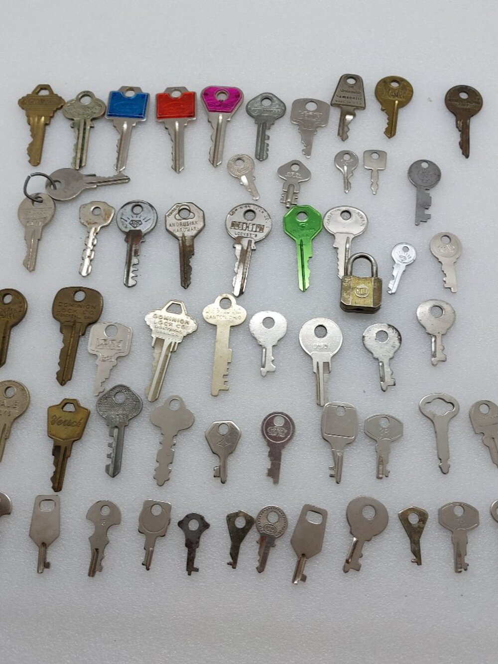 Lot of 56 Vintage Key's & 1 Lock For Crafts - Yale, Master, Dominion & More